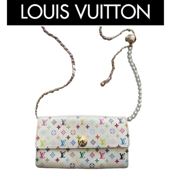 Louis Vuitton Handbags - LOUIS VUITTON Takashi Murakami Wallet, Box, Dust Bag, Gift Bag. & FREE Chain EUC